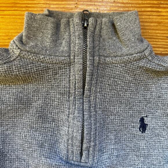 Polo Ralph Lauren gray long sleeve thermal half zip sweater SIZE 2T - Picture 2 of 3